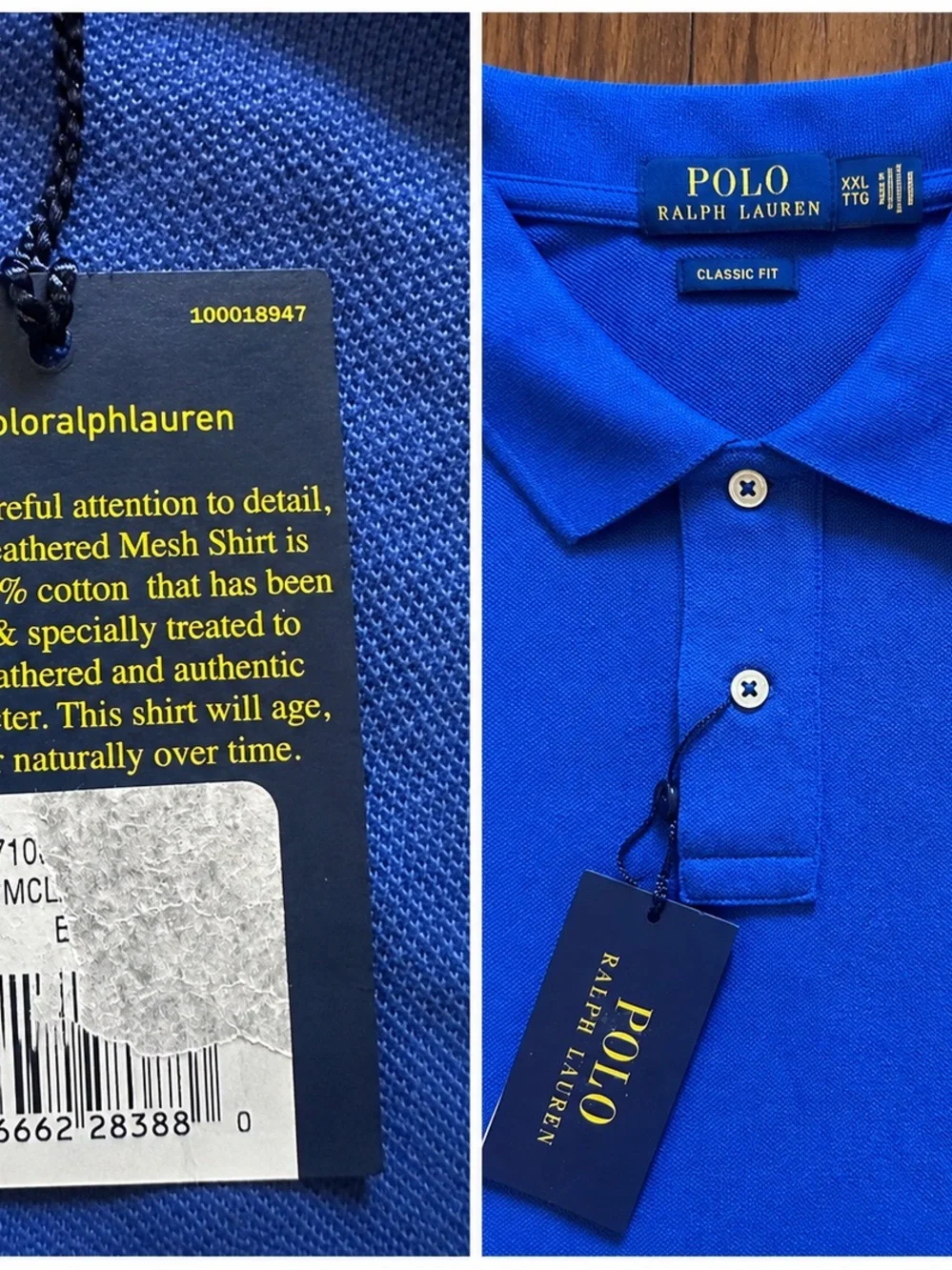 NWT Polo Ralph Lauren “Classic Fit” Mesh Polo Shirt XXL Royal Blue
